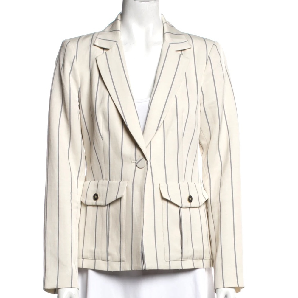 Alexis Striped Button Blazer with Pockets